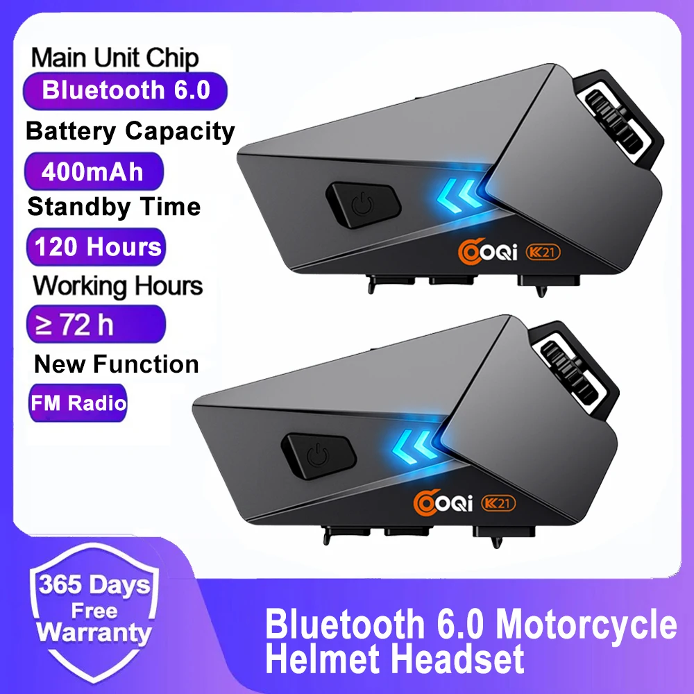 K21 Motorcycle Helmet Headset Wireless Bluetooth Earphone For iPhone Android Moto Walkie Talkie Mic Moto Helmet Headset
