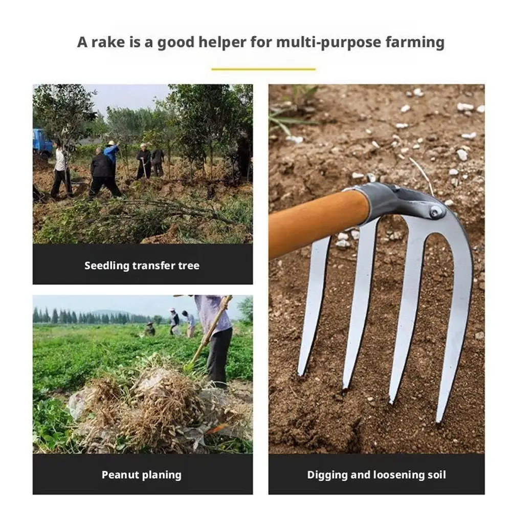 4 الأسنان البستنة Weeder مجتذب الصلب حديقة اليد أشعل النار مزرعة أداة الزراعية مسمار مسلفة معدنية مسلف حديقة إزالة الأعشاب الضارة أداة #6