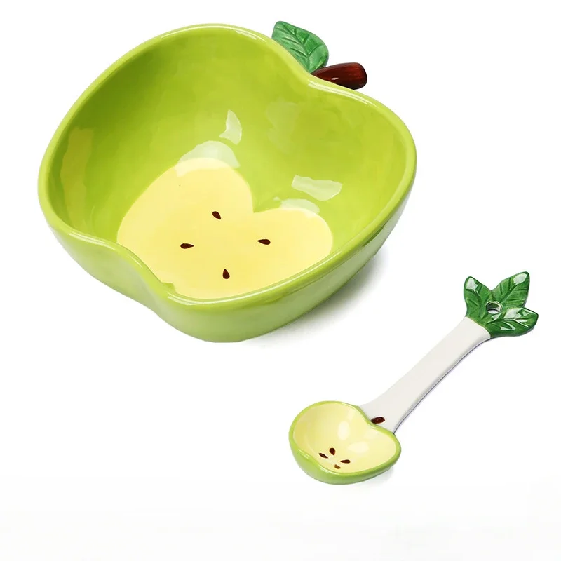 Apple Shaped Ceramic Bowl, Cute Cartoon Salad Soup Noodles Rice Tableware