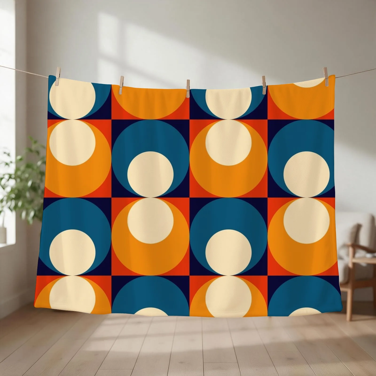 mid century seventies geometrical pattern Throw Blanket manga Heavy Summer Designers Blankets