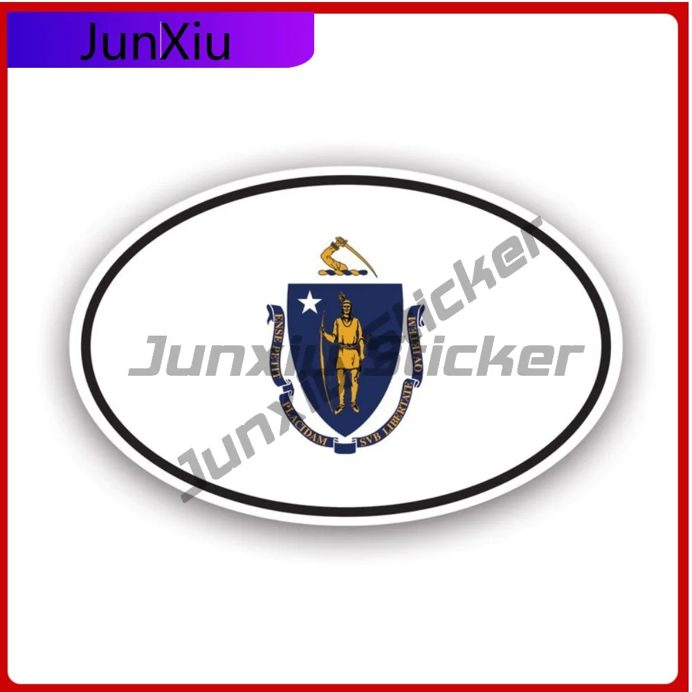 

Massachusetts Flag Oval Sticker Creative Decals V4 Ma Euro State Flag Patriotic Car Sticker Vinyl Decal Waterproof Durable Fade