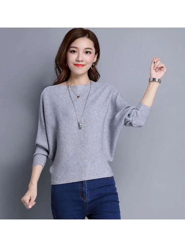 Pull Femme Autumn Winter Women Sweater Batwing Sleeve Jumper Slash Neck Women\'s Knitted Pullovers