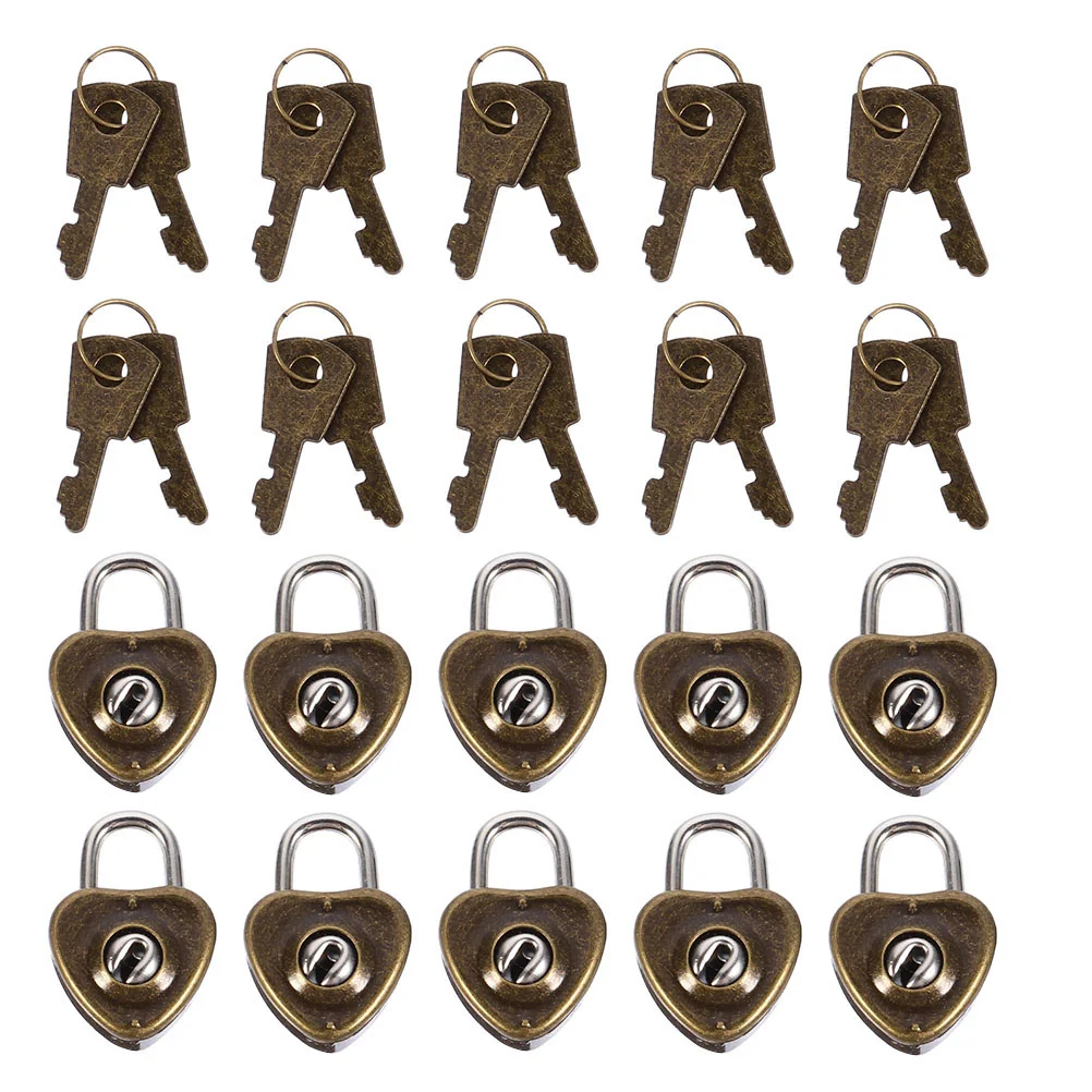 25 Pcs Love Vintage Lock Lovers Padlock Diary Iron Hanging Luggage Mini Locks with Keys