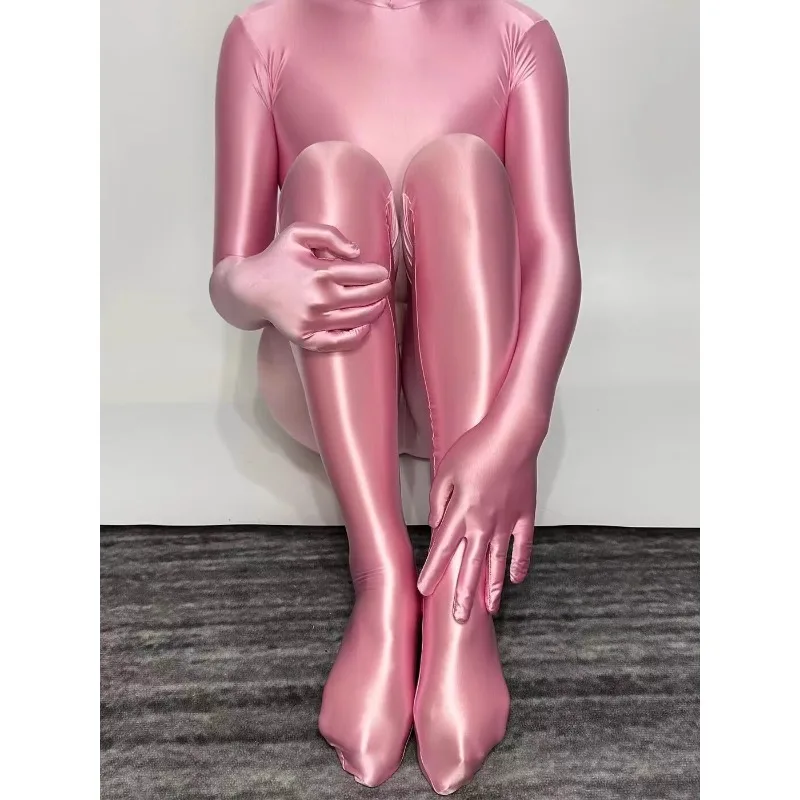 Zentai-Collants élastiques super soyeux roses, vêtements une pièce tout compris, vêtements de performance sur scène, tout neuf