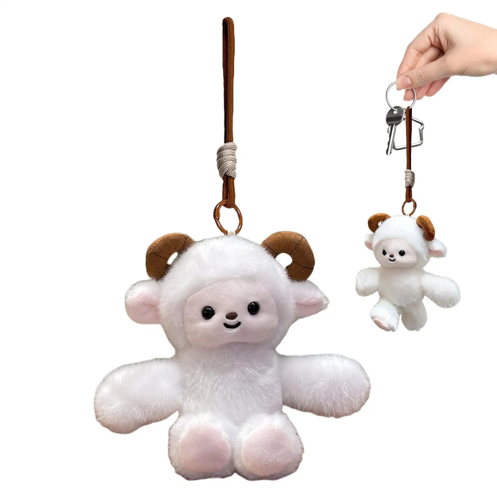 

Plush Animal Keychain Soft Lamb Shape Movable Legs Plush Running Animal Doll Keychain for Boys Girls Teens Friends Girlfriend