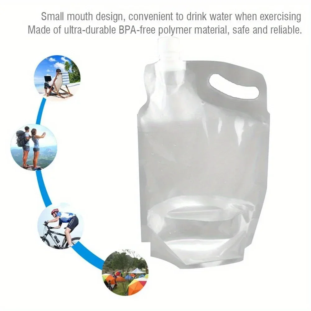 1L/34oz Folding Water Bag Outdoor Camping Hiking Portable Folding Water Storage Lifting Bag Multifunctional Folding Water Bottle