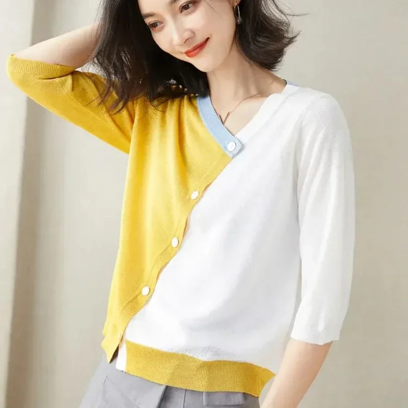 Women's Cardigans New In Loose Spring Autumn Ladies Knit Sweaters Top With Long Sleeves Office Wear Youth Attractive Aesthetic