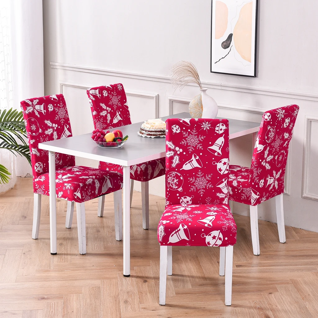 Christmas Dining Chair Covers Stretch Removable Washable Slipcover Chair Protector for Dining Room Home Decor