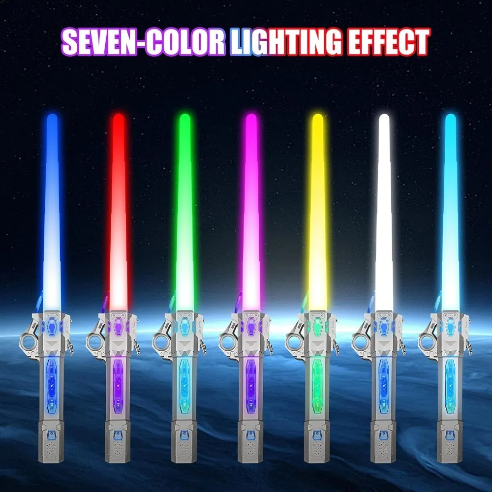 Children Colorful Glowing Sword Toys Telescopic Music Laser Sword 2-in-1 Rotating Decompression Toy Light Sword Kids Adult Toys