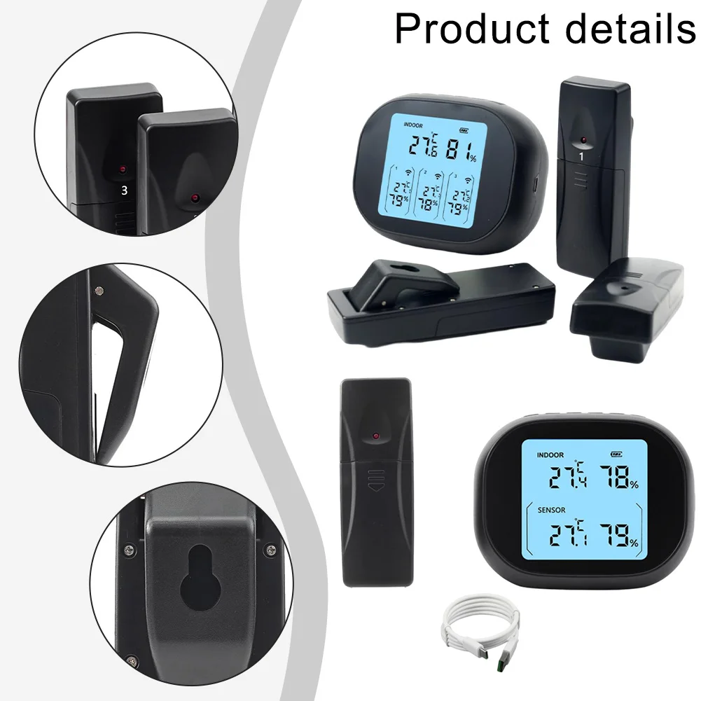USB Charged Digital Thermometer and Hygrometer with Long Range Signal Transmission for Accurate Environmental Readings