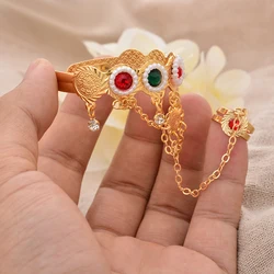 Dubai Gold Color Hollow Out Flower Bracelet For Boys Girls  African Bangle Ethiopian Jewelry Bridal Kids Bracelet Gift