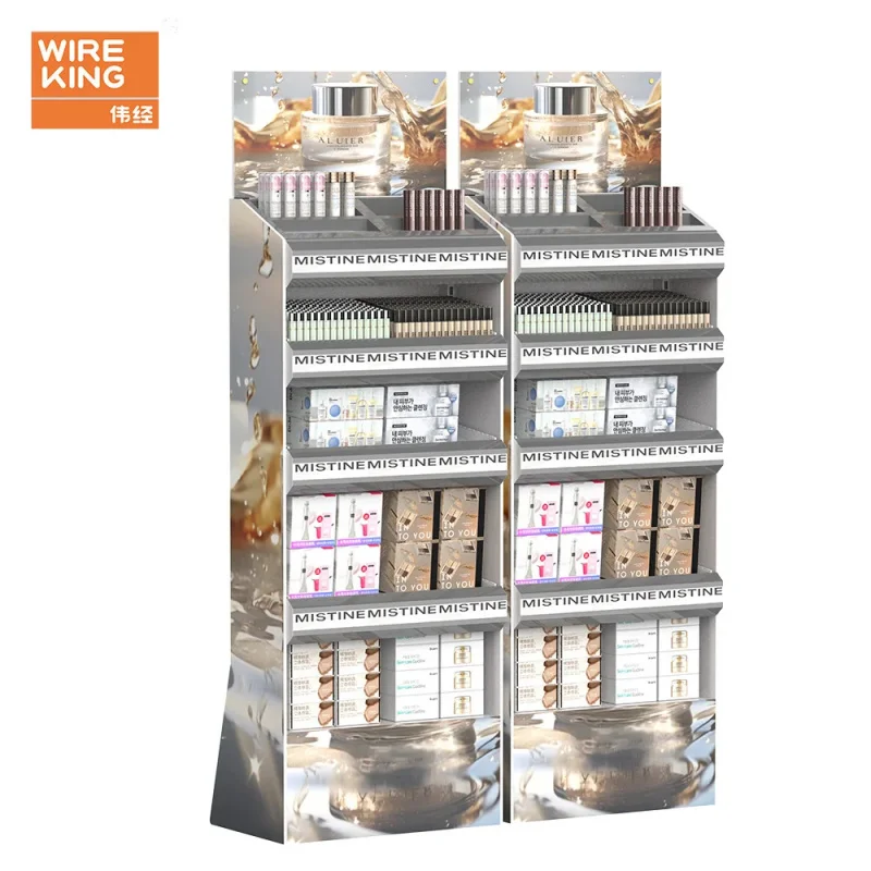 

custom.Fashion Store Display Shelf Floor Mounted Metal Shelf Skin Care Cosmetics Display Shelves Promotion Display
