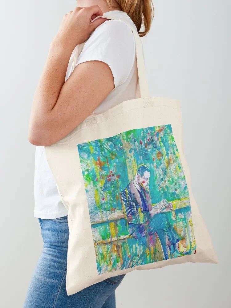 RAINER MARIA RILKE reading under a tree - watercolor portrait Tote Bag Cloth bags Women's shopper bag Reusable bags Tote Bag