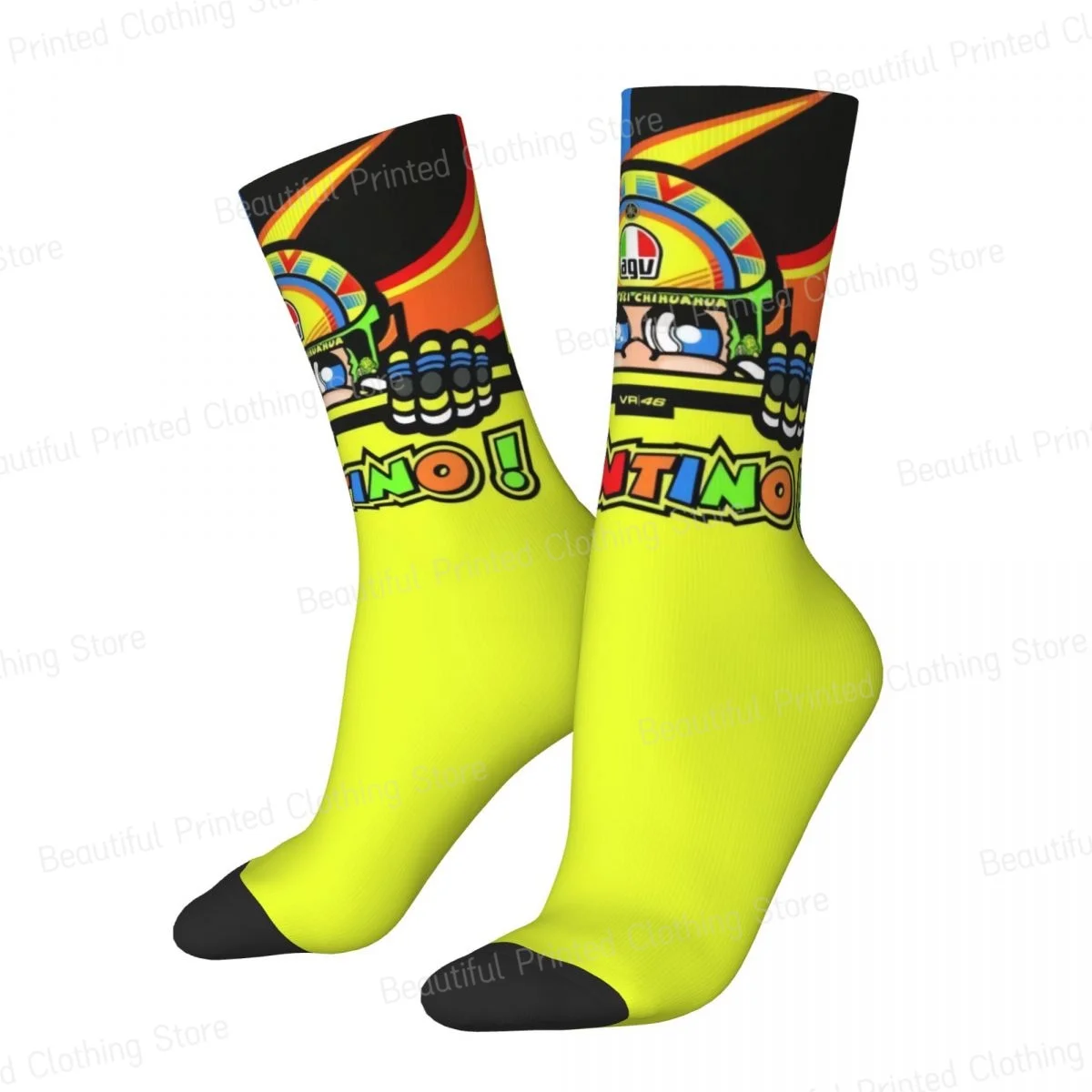 Rossi-Race Motorcycle Racing Men Women Round neck Socks Cycling Novelty Four Seasons Stockings Gift