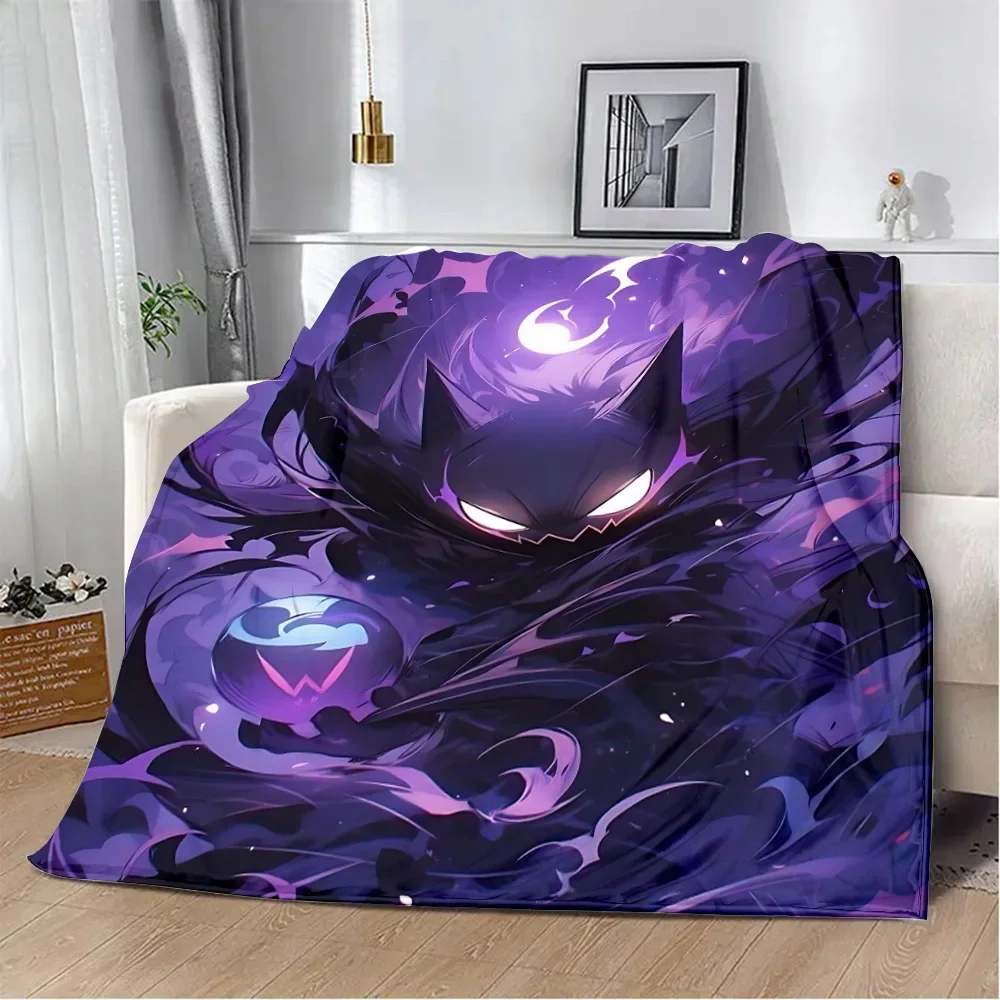 Anime Pokemon Gengar HD Cartoon Printed Blanket Picnic Blankets Warm Blanket Soft and Comfortable Blanket Home Travel Birthday