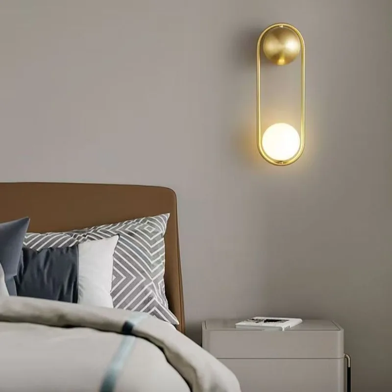 Spherical Glass Lampshade Wall Lamps Nordic Designer LED Wall Sconces Living Room Bedroom Bedside Table Hotel Embellish Fixtures