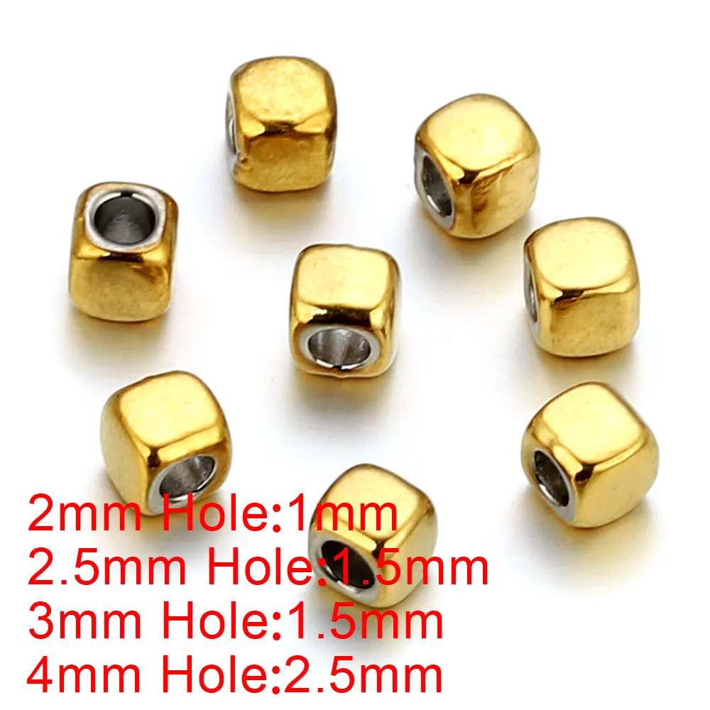 50pcs 2/3/4mm Stainless Steel Square Spacer Beads Loose Beads DIYJewelry Making Supplies Metal Bead for Needlework Wholesale