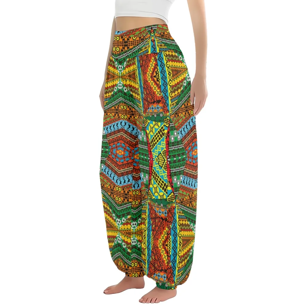 Pantalon à jambes larges imprimé Tribal Unique, ample, taille haute, jogging d'entraînement, sarouel décontracté, pantalon de plage d'été avec cordon de serrage