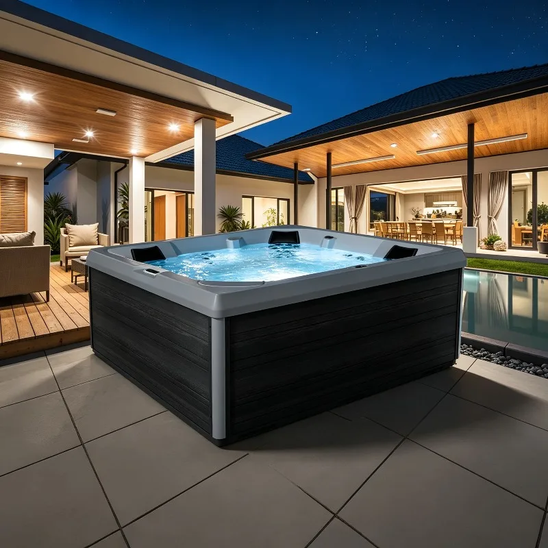 Best Massage System Acrylic Hot Tub Indoor SPA Jacuzzier Rectangle Waterfall Bathtub Hydrotherapy Compact Whirlpool Bathtub Asia