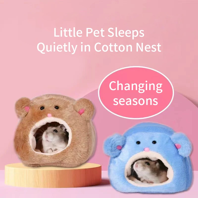 Hamster Soft Warm Bed Rat Hammock Pig Squirrel Winter Pet Toy Hamster Cage House Hanging Nest+Mat House Bed Animal Mice Rat Nest