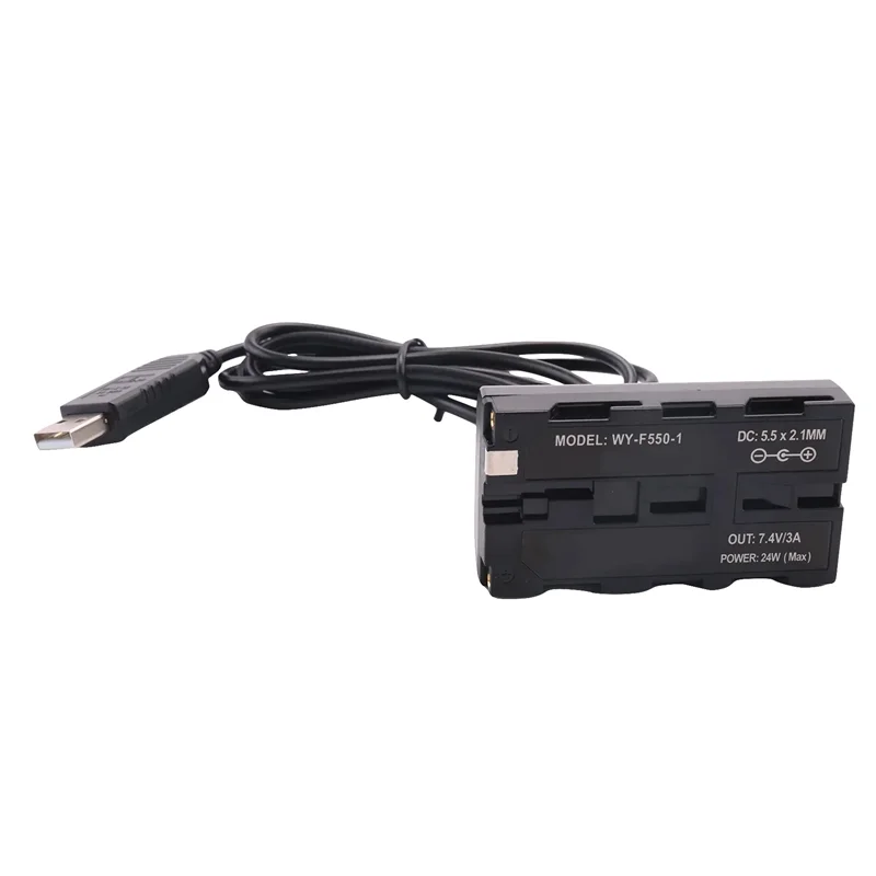 

4X DC Coupler Dummy Battery+5V USB Cable For Sony NP F550 F570 F770 F750 F970 F990 With USB Cable