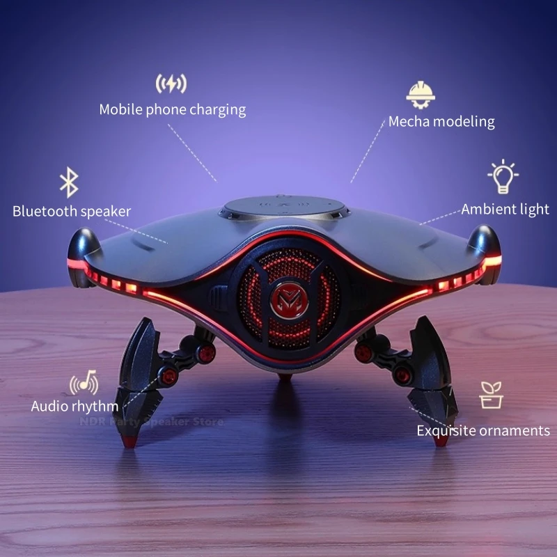 

Mecha Bluetooth Speakers TWS Esports Audio Desktop Subwoofer 15W Wireless Fast Charging RGB Atmosphere Lights for Boy Gift