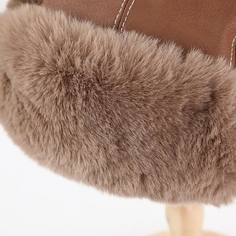 New Faux Fur Lining Trapper Hat Warm Waterproof Earflap Hat Fastening Chin Strap Bomber Hat Cycling