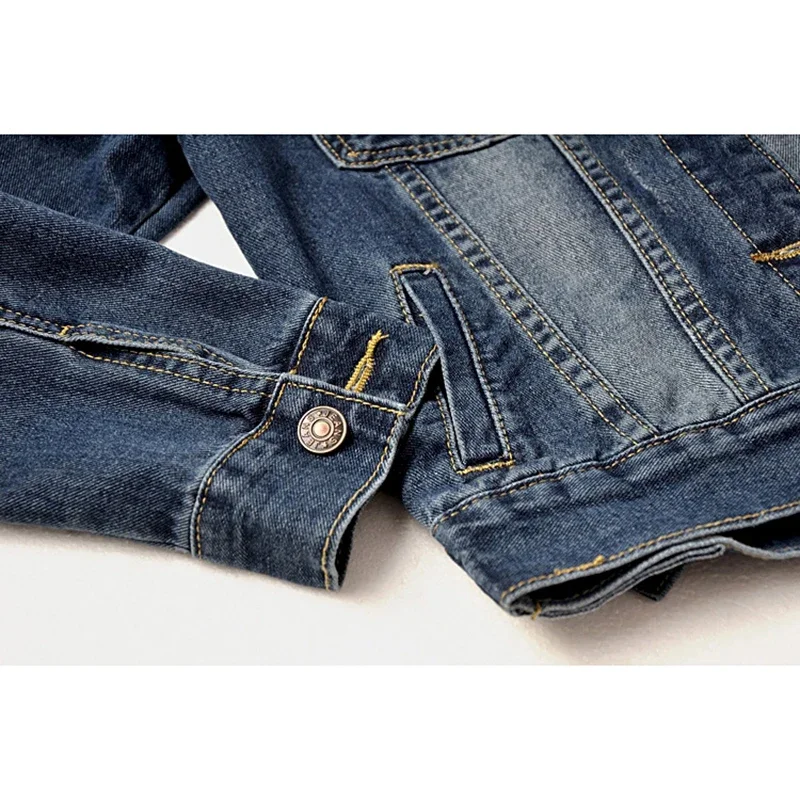 Giacca di jeans a maniche lunghe con tasca staccabile con cappuccio Giacca da donna slim corta da cowboy Capispalla Autunno Vintage Giacca di jeans blu Cappotto femminile