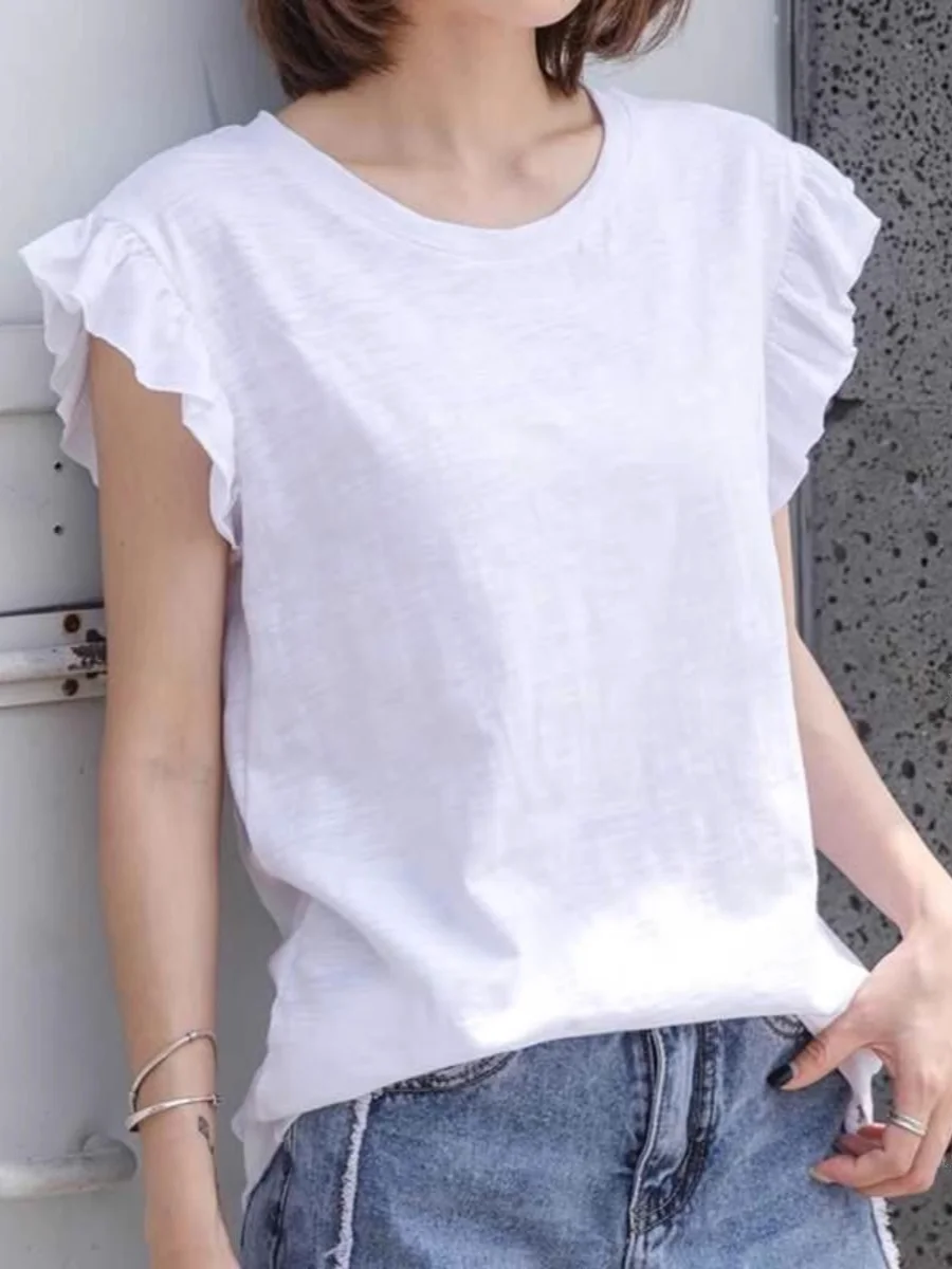 

Летний женский топ свободного кроя из бамбукового вискозного волокна, однотонный, больших размеров, повседневный, удобный, дышащий, стройнящий