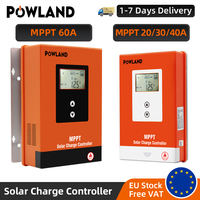 POWLAND MPPT 60A 40A 30A 20A Solar Charger Controller 12V 24V 36V 48V Battery LCD Display Solar Panel IP21 Support Lifepo4 Li