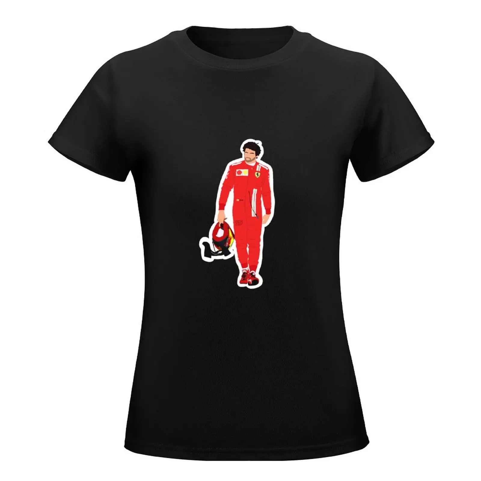 Carlos Sainz walking through the pitlane T-Shirt shirts graphic tees tees tops lady clothes Women's clothing