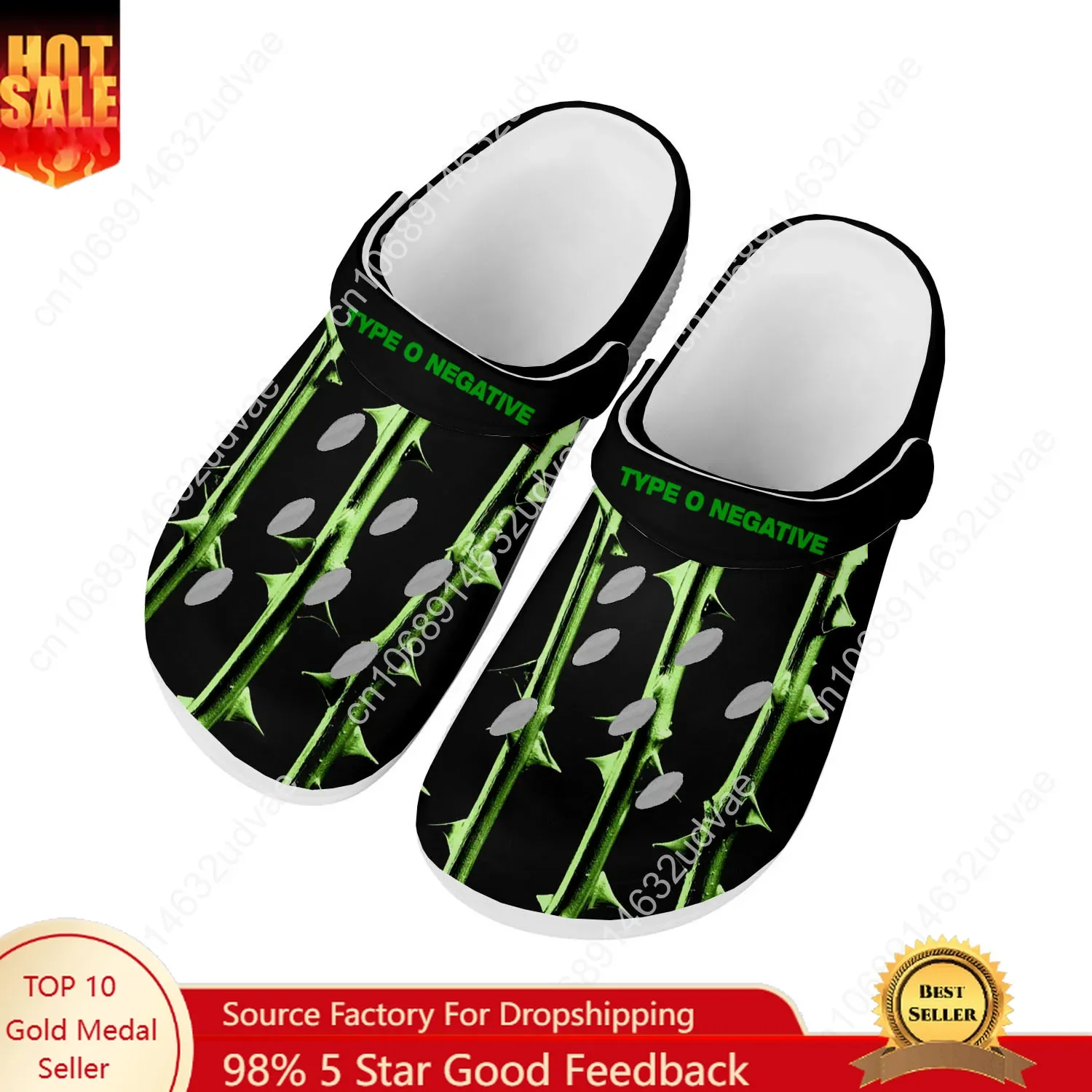 Type O Negative Water Shoes Mens Womens High Quality Fashion Home Garden Clogs Customizd Sandals Beach Breathable Hole Slippers