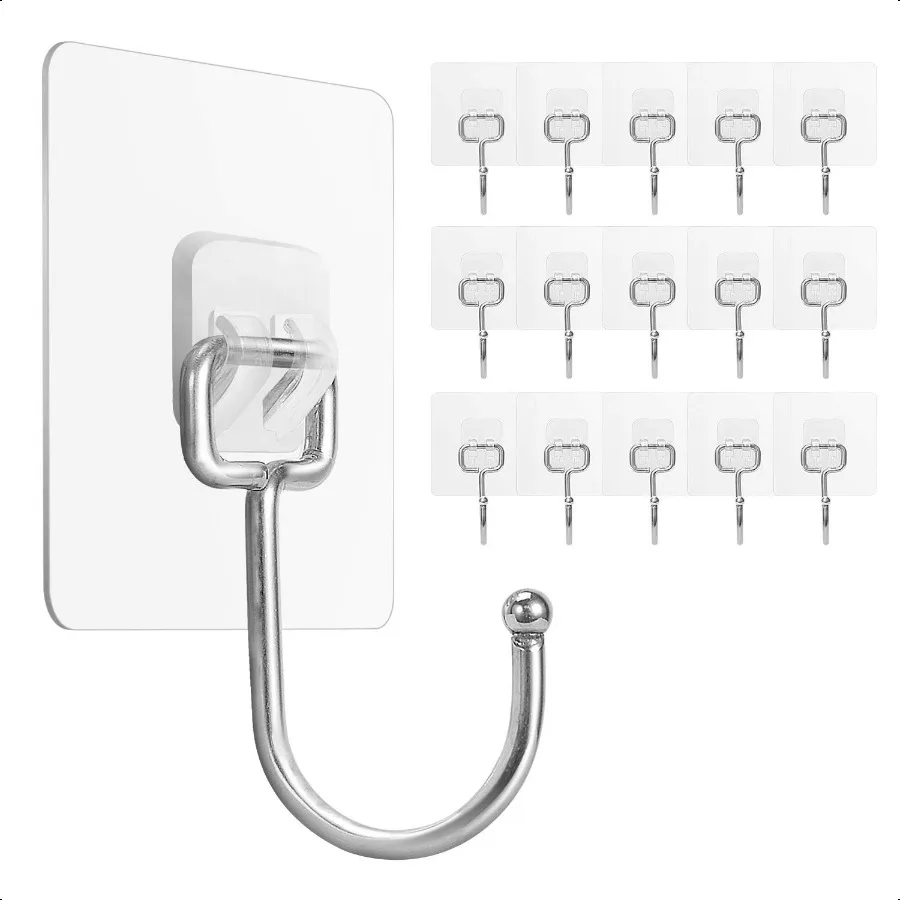 

FACURY Large Adhesive Hooks 22Ib Max Waterproof and Rustproof Wall Hooks for Hanging Heavy Duty Stainless Steel Towel and Coats