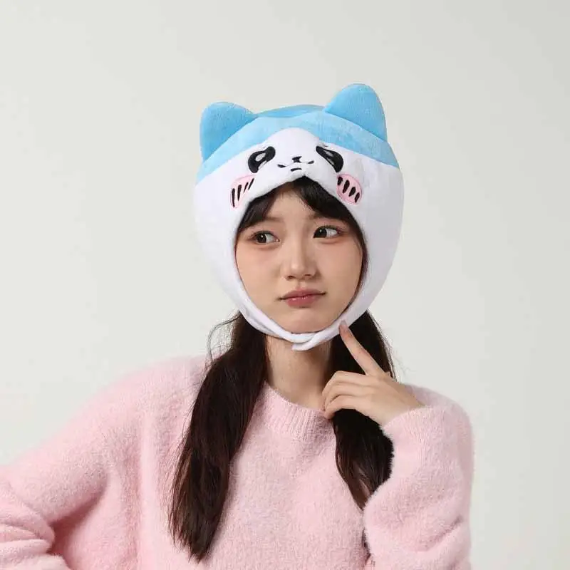 Kawaii Hachiware Usagi Hat Sweet Cute Cat Girls Headgear Hat Warm Cartoon Plush Ear Protection Hat Anime Plush Toy Birthday Gift