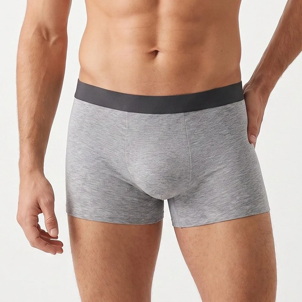 Men's Soft Breathable Boxer Briefs Underwear Bulge Pouch Panties Middle Waist Boxers Shorts Trunks Lingerie