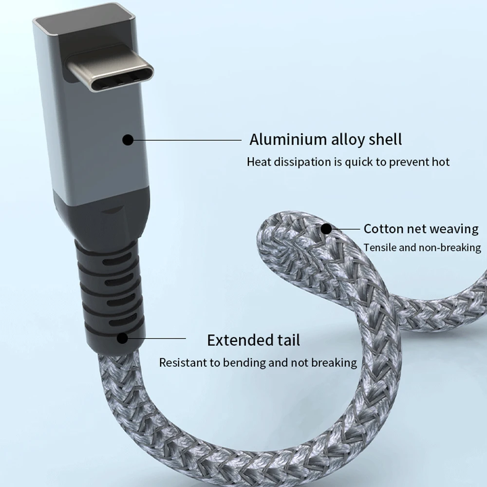 UGOURD-Cable USB 4 DE 40Gbps, Cable Thunderbolt4 tipo c, ángulo de 90 grados, 240W, 8K macho a macho, para eGPU ssd box ACASIS