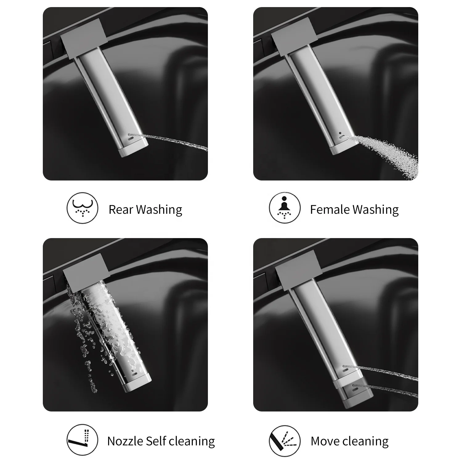 Glossy Black Wc Intelligent Toilet Ceramic Automatic Toilet Bowl Bathroom Sanitary Smart Electric Toilet