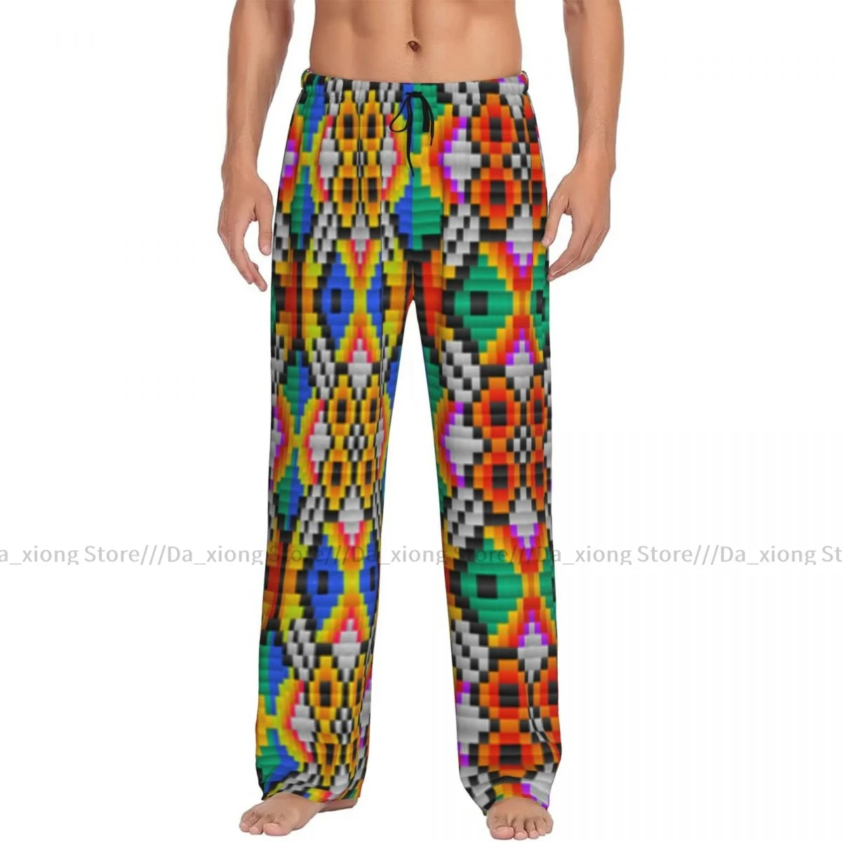 Men's Casual Pajama Sleeping Pants Mexican Ethnic Tribal Pattern Lounge Loose Trousers Comfortable Nightwear