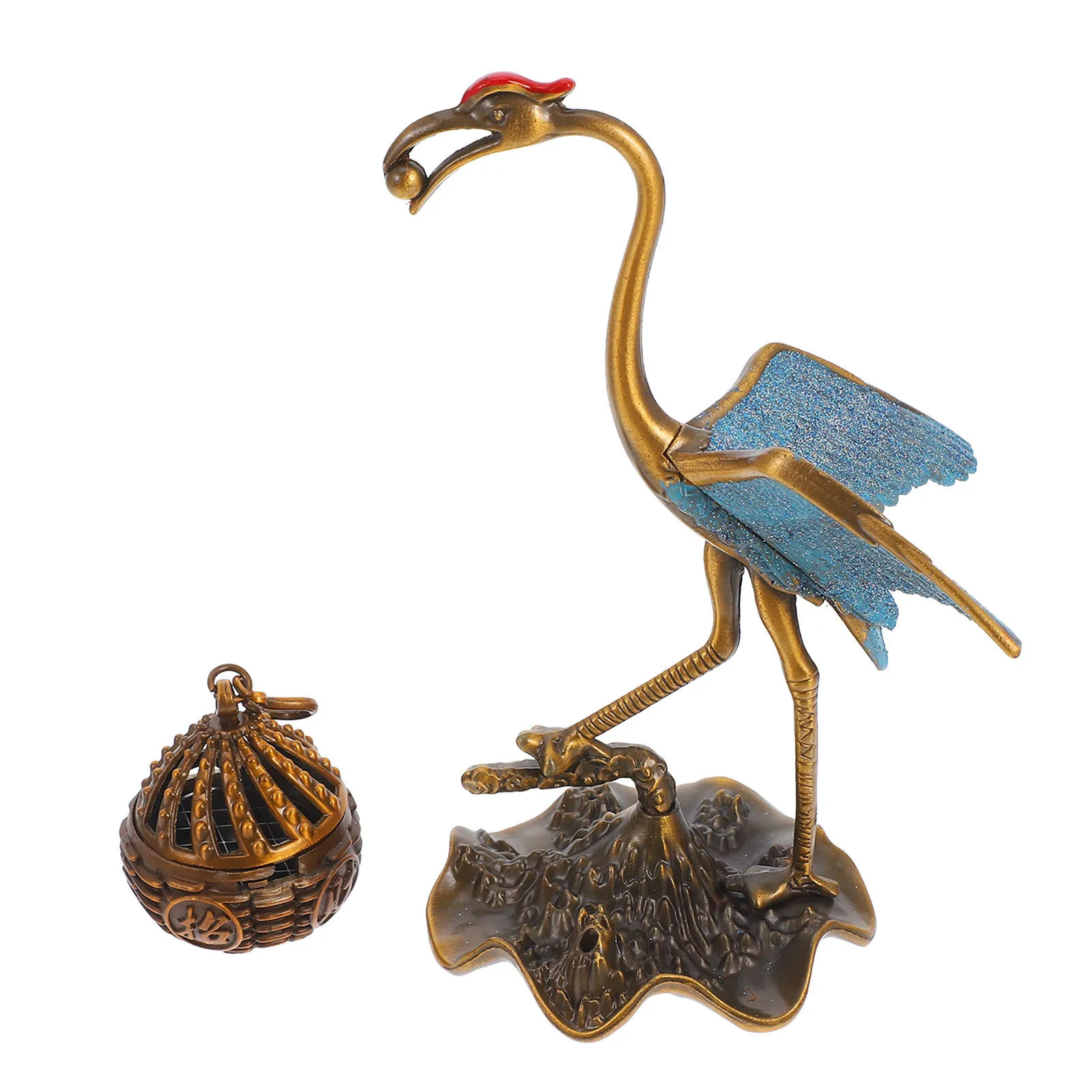 

Alloy Crane Incense Holder Vintage Desktop Aroma Burner Decorative Incense Stick Burner Ornamental Chinese Styled Censer