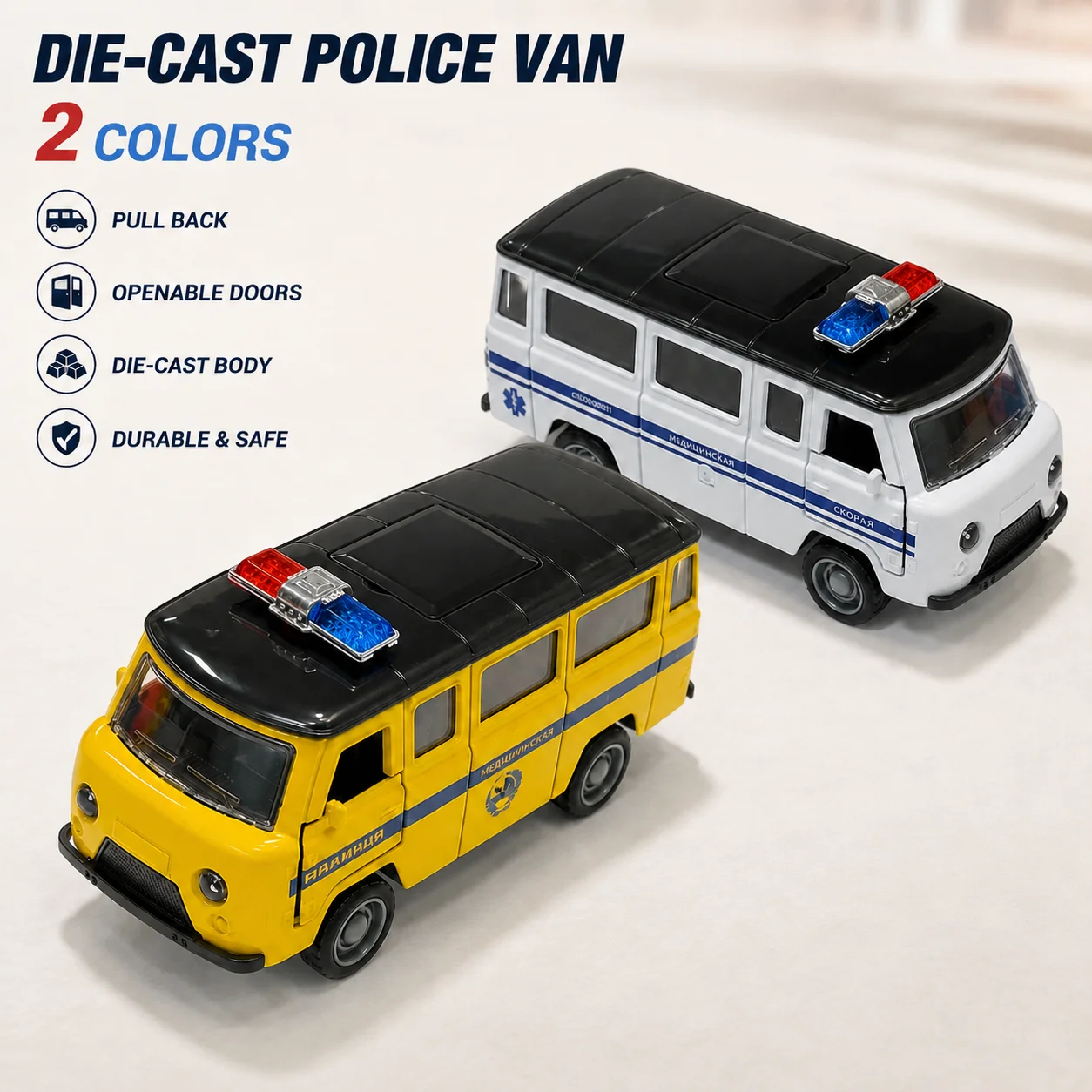 (Vinyl box) Vintage Utility Van style toy car, powerful spring, metal casting,the best gift.