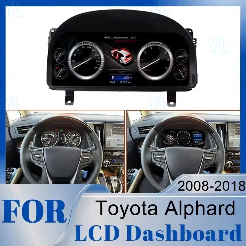 Car Dashboard Cluster Digital For Toyota Alphard 20 30 Vellfire 2007-2018 Auto Instrument Virtual Cockpit Meter Screen Headunit