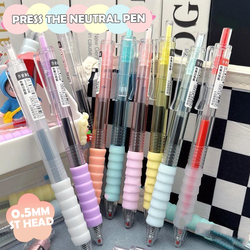 8Pcs Simple Quick-drying Gel Pen Fashion Ballpoint Pen Creative Pressing Neutral Pens High Quality Durable Writing Tools Gifts