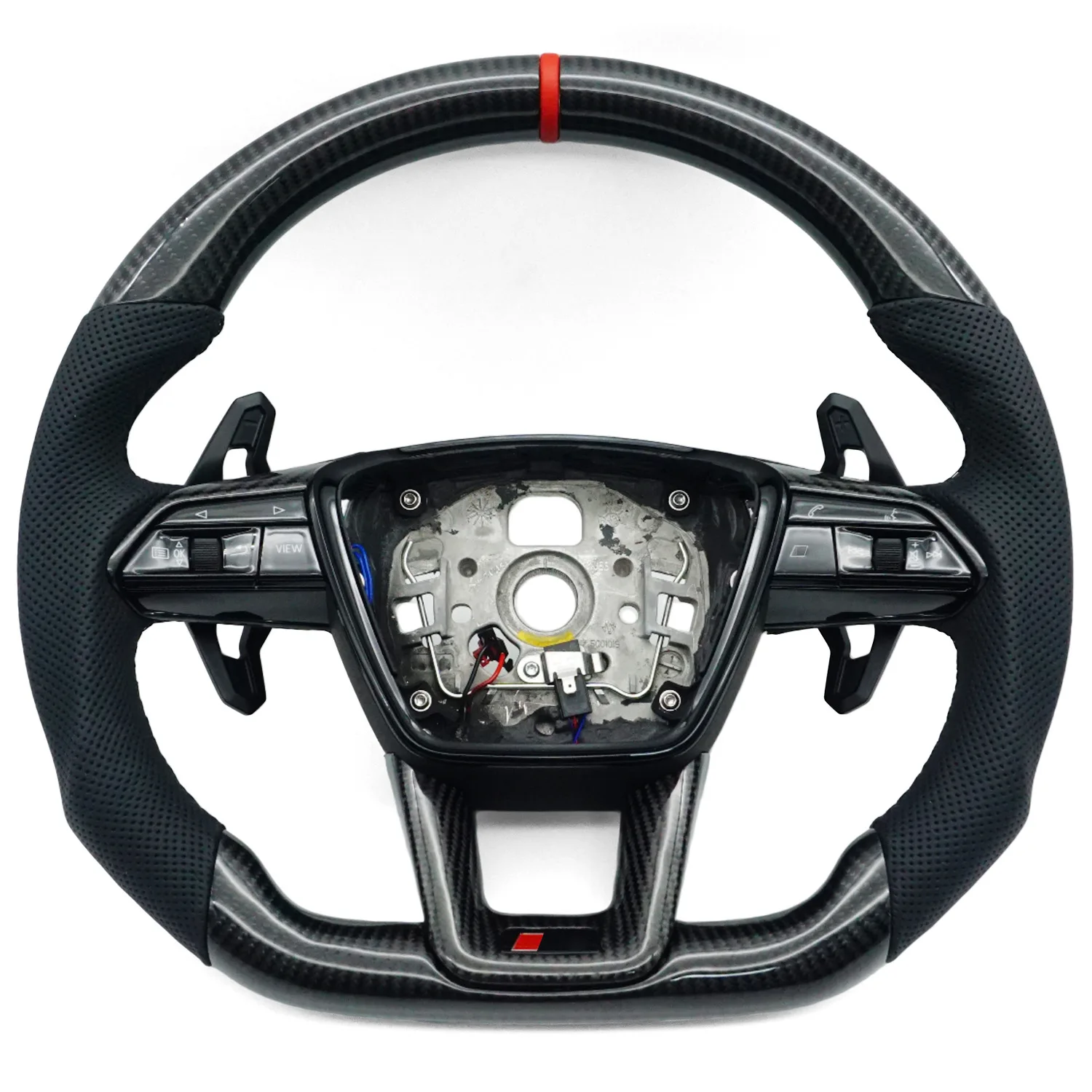 Suitable for Audi Q3 RS standard semi-punched carbon fiber red leather positive standard large paddle with button steering wheel