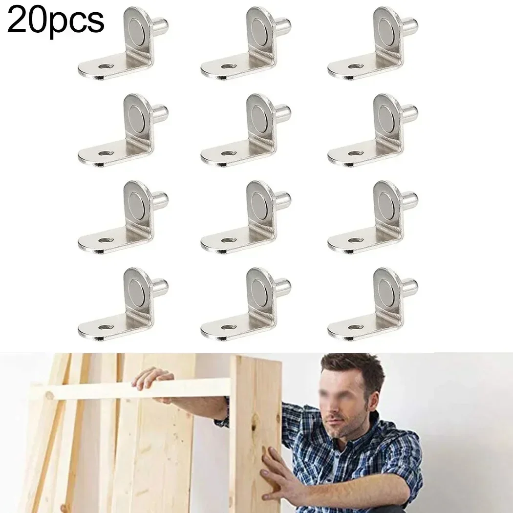 20Pcs Shelf Brackets Support Pins Studs Pegs 5mm Metal Pin Shelves Seperator Fixed Cabinet Bookcase Furniture Shelf Suppo