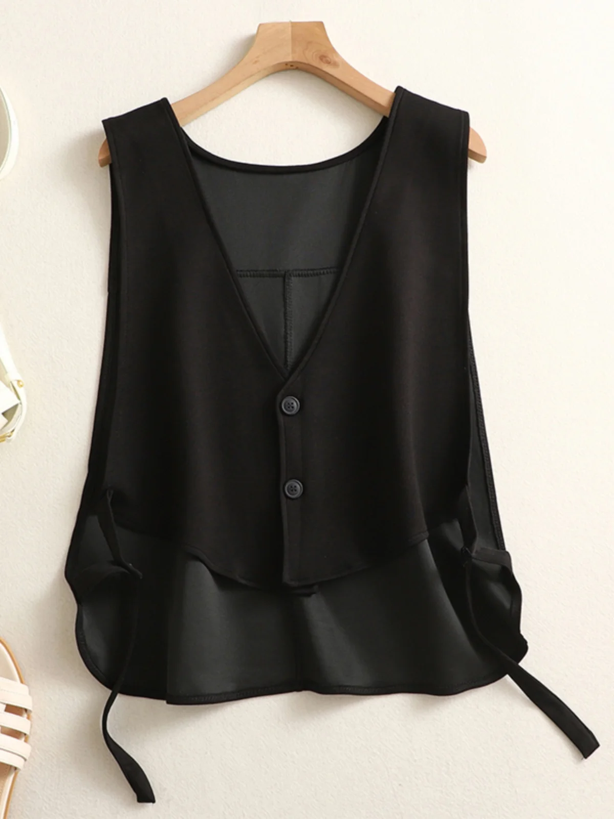 

Fall Color Svel Vest Women's Large Size V-Ne Belted Versatile Asymmetrical oulder Top Outerwear