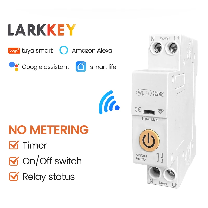 

63A TUYA WiFi Smart Switch Circuit Breaker Wireless Voice Remote Control DIN Rail Relay status for Smart Life Free Shipping