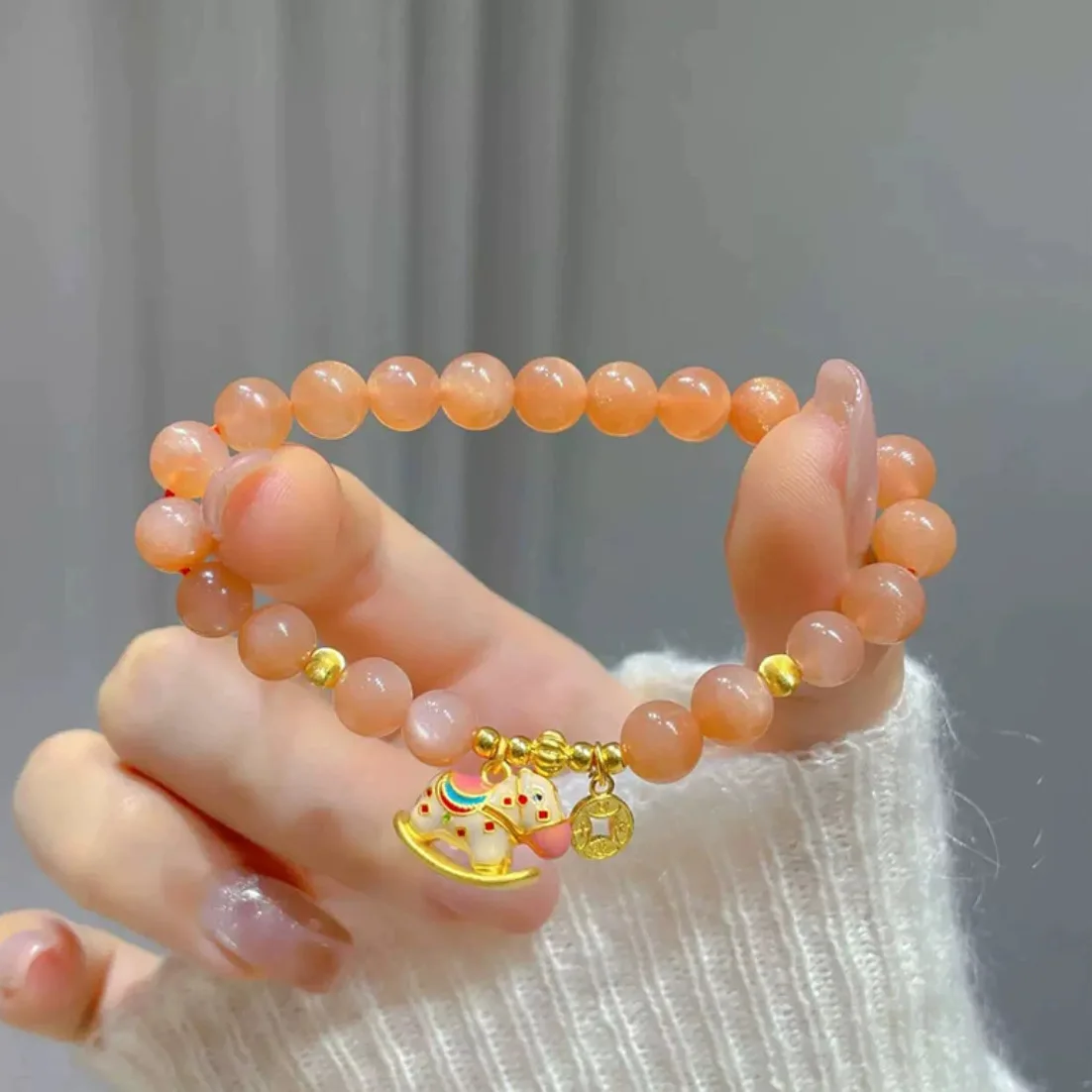 New Year Zodiac Horse Pendant Bracelets for Women Cute Cartoon Horse Beaded Bracelets Aesthetic Party Jewelry Accessories