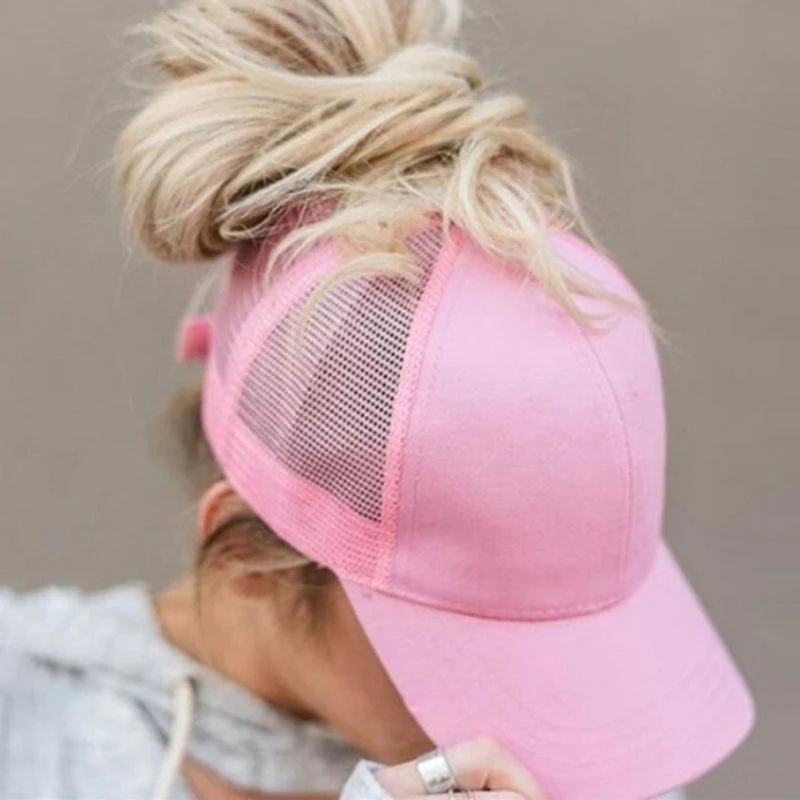2024 nuovo berretto da Baseball coda di cavallo cappello nero regolabile da donna estivo berretto disordinato berretto Casual in rete Snapback da ragazza in cotone