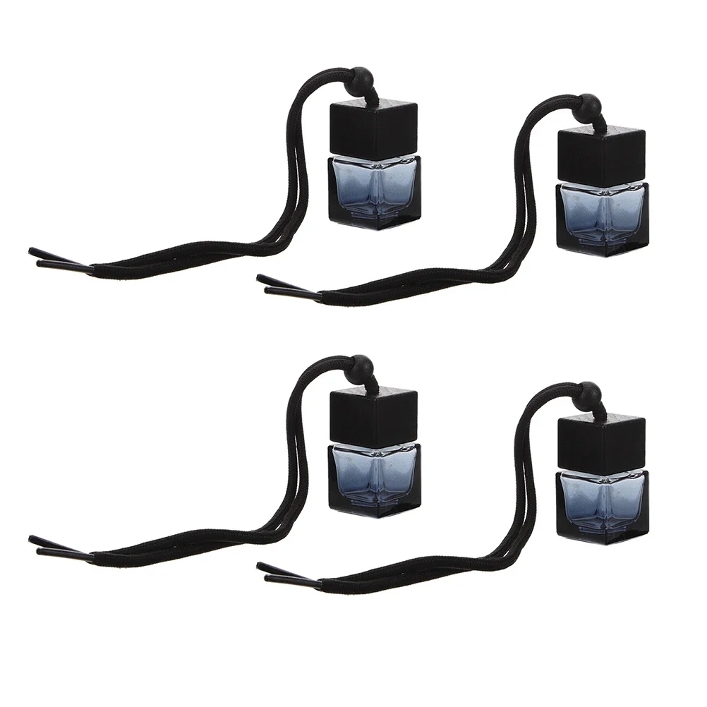 

4Pcs 8ml Empty Black Cap Car Air Freshener Hanging Bottle DIY Essential Oils Perfume Diffuser Stylish Aroma for Auto Home