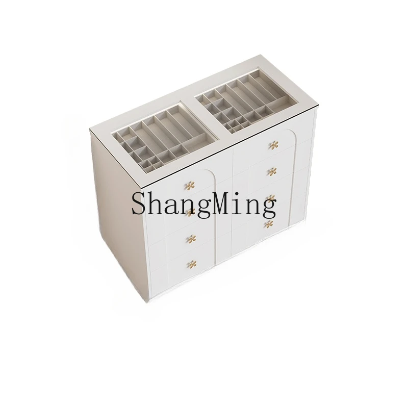 

TF jewelry integrated eight-bucket storage cabinet, bedroom pink dressing cabinet, high-end, multi-functional frame structure